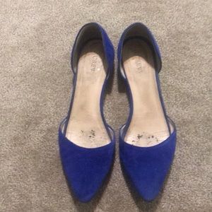 J Crew D’Orsay Flats Suede Electric Blue